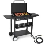 3 Burner Gas Griddle,23''Outdoor Propane Griddle with Hood,Portable Flat Top Gas Grill - Griddle Station for Camping