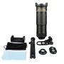 36X Phone Camera Telephoto Lens 4 In 1 Clip-on Telecope Zoom Macro Fisheye with Tripod Eyemask Storagebag Clip-On Lense for Hiking Camping Wildlife Observation Moon Sports Game Concert Watching