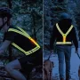 WEST BIKING Gece Bisiklet Giyim 4 LED Boncuk Tip-C Şarj Edilebilir Ayarlanabilir Koşu Işığı Yansıtıcı Spor Yeleği Güvenli Uyarı Sürüşü için