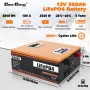 [US Direct] Cloudenergy LiFePO4 Battery 12V 300Ah 3.84kWh 2560W Deep Cycle with Longer Runtime Built-in 100A BMS 6000+Cycles & 10 Year Lifetime Perfect in Solar/Energy Storage System RV, Marine, Backup Power