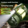 IPRee Hepsi Bir Arada Taşınabilir Güneş Enerjili El Feneri Mini Vantilatör Kamp Feneri Tip-C Şarjlı Dahili Pil Seyahat Kamp Çadırı Işığı LED El Feneri