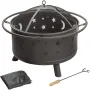 [USA Direct] Fireplace with Spark Screen Poker for Bonfire Patio Backyard Garden Picnic Fire Pit 30in Fire Pits for Outside Wood Burning Outdoor, 8010