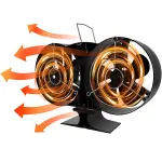 IPRee Stove Fan 10-Blades Heat Powered Double Headed Fireplace Fan Thermodynamic Fan For Autumn Winter Indoor Wood Burners Home Warm