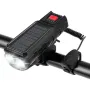 Solar Charging Bike Headlight 400Lm Brightness 200m Distance Range 2000mAh Battery Waterproof 3 Light Modes Warning Flashlight with 130dB Horn for Road Mountain Bicycle