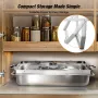 Warmounts 8QT 2 Pack Grid Pans Rectangle Chafing Dish Food-Grade Stainless Steel Catering Buffet Food Meal Plates For Hotel Party Picnic