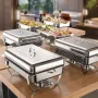 Warmounts 8QT 2 Pack Grid Pans Rectangle Chafing Dish Food-Grade Stainless Steel Catering Buffet Food Meal Plates For Hotel Party Picnic