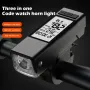 3 in 1 450Lm Brightness Wireless Bike Headlight 2000mAh Battery Type-C 3 Light Modes Smart Speedometer with 120db Horn for Night Cycling