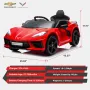 Funtok GT01A 12V 4.5AH 60W Kids Electric Ride on Car Licensed Chevrolet Corvette C8 4km/h Max Speed Safety Rechargeable Powered Electric Truck for 3-6 Years Old Kids with Wireless Remote Control Bluetooth LED Headlight Music Player