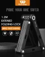 WEST BIKING Folding Bike Lock 1.2m Length High Strength Steel 4-dight Password 8 Section Extend Chain Waterproof Safety Lock for Bicycle Motorcycle Electric Scooter