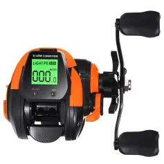 SAMOLLA Electronic Bait Casting Fishing Reel Large LED Screen 7.2:1 High Speed 10kg Max Drag Deep Position Memory Fish Alarm USB Rechargeable Casting Reel for Beach River Lake Offshore