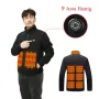 TENGOO HJF-09 9 Heated Area Jacket Outdoor Fleece Coat USB Electric Heating Long Sleeves Heating Jacket Warm Winter Thermal Clothing