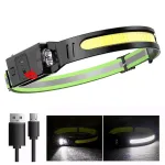 ZTTO 350LM COB Wave Sensor Smart LED Headlamp With USB Rechargeable Battery Yellow/Blue AUX Light Waterproof Head Lamp For Running Fishing Hunting Outdoor Flashlight Work Light Torch