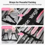 DashingNoah Rolling Ski Bags with Wheel, 155cm-175cm Padded Waterproof Snowboard Bag for Air Travel, Fits Single Ski & Skis with 3 Separation Storage, Unisex Adjustable Length, Pink