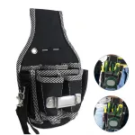 9 Pocket Electrician Tool Bag 600D Nylon Fabric Waist-Hanging Reinforced Edges Versatile Utility Pouch for Professionals