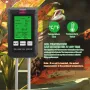 Penguji Tanah 6-dalam-1 Suhu PH Kelembapan Meter Nutrien Kesuburan Cahaya Matahari dengan Paparan Digital untuk Berkebun dan Pertanian