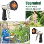 9-Pattern Adjustable Hose Sprinkle Nozzle Multifunctional Irrigation Sprayer Zinc Alloy Ergonomic Handle High Pressure for Cleaning Garden Lawn Car Wash Pet Shower