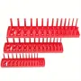 Multifunctional 3-PCS Plastic Socket Organizer Tray Set 1/4-Inch 3/8-Inch 1/2-Inch Metric/Imperial PVC Storage Holder for Home Garage Red/Black