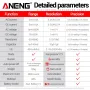 ANENG 613Pro Smart Multimeters DC/AC Voltage Capacitor Tester 4000 Counts 10A Current 600V Voltmeter Test Alarm Clock Set Tools