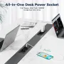2Pcs Table Socket with 2 USB 2 Sockets Built-in Socket 2-Way Installation Power Strip with 2 Screws for Kitchen Furniture or Worktops Recessed Socket 1.8 Cable16 A/3500 W