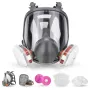 Dust Mask Reusable Full Face Respirator Mask Double Filtration Anti-Fog Organic Vapor Mask for Wooodworking Painting Welding Dust Protection