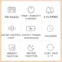 Multi-Functional LED Voice Control Clock Hygrometer FM Radio Dual Alarms Adjustable Brightness Temperature Humidity Display USB Charging