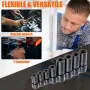 Steel Tap Socket Set 8pcs Compatible with Tight Spaces Automotive Tools 1/4 3/8 Inch Drive