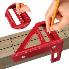 Carpenter Square Aluminum Miter Triangle Hole Ruler Woodworking Square Protractor 3D Multi Angle 45 90 Degree Layout Measuring Tool