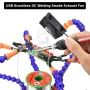 Multi-Functional Soldering Helping Hand with 6 Pc Flexible Arms Aluminum Alloy Soldering Station with Fan Magnifying Glass and Flashlight Magnifier PCB Welding Repair Station