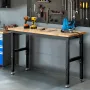 ENJOYWOOD Banco da lavoro da 60 pollici con presa di corrente, capacità di carico di 2000 libbre, tavolo da garage, scrivania, banco da lavoro regolabile in altezza per garage/laboratorio di falegnameria/ufficio/casa