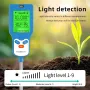 6 in 1 Soil Meter PH Tester LCD Display Light Fertility Temperature Moisture Humidity Analyzer Gardening Tool Battery Powered Eco-Friendly