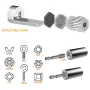 Universal Socket Adapter Set Perfect for Ratchet Wrench and Electric Drill - Adjustable Gadget Features Strong Chrome Steel Material Fits Standard 1/4\-3/4\ Metric 7mm-19mm Nuts Ideal Gift for Handy Men