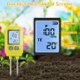 4in1 Soil Tester N/P/K Tester Digital LCD creen -10℃ to 80℃ Temperature Meter High Accuracy Stainless Steel Probe for Gardens Lawns Greenhouses