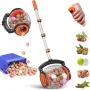 Nut Collector Rolling Garden Nut Harvester Telescopic Handle 1-Gallon Capacity Aluminum Alloy Stainless Steel Wire Cage for Pecans Walnuts Acorns Golf Balls