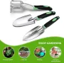 Garden Tool Set 3 Pack Aluminum Heavy Duty Gardening Kit Includes Hand Trowel Transplant Trowel and Cultivator Hand Rake with Soft Rubberized Non-Slip Ergonomic Handle Garden Gifts