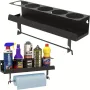 Wall-Mounted Storage Rack for 5 Aerosol Spray Cans and Paper Towel Holder Black Reinforced Thickened Steel Tool Organizer for Garage and Craft Room