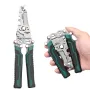 Foldable Wire Stripper Plier Needle Nose Carbon Steel Blade 223mm Ergonomic Handle Black and Green Multipurpose Electrician Tool