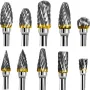Yeni 10 adet 1/8\ Shank Tungsten Karbür Freze Kesici Döner Alet Burr Çift Elmas Kesme Döner Dremel Aletleri Elektrikli Taşlama