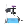 Videocamera per microscopio digitale industriale HAYEAR da 51 MP + obiettivo C-Mount 130X, luce ad anello a 56 LED + supporto per riparazione PCB