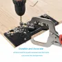 Adjustable Aluminum Alloy Cabinet Hardware Jig Shelf Pin Jig with 2 PCS 5mm Drill Bits Woodworking Pocket Hole Punch Locator Drill Guide