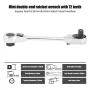 2-in-1 Mini Socket Ratchet Wrench 72-Tooth Dual-Head Design Chrome-Plated Accepts 1/4\ Hex Bits Magnetic Power for Tight Spaces