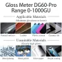 DG60 Pro Gloss Meter 60 Degree 0-1200GU Auto-Calibration Fast Measurement High Accuracy IPS Display USB Bluetooth for Paint Glass Plastic Metal