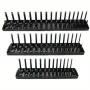 Multifunctional 3-PCS Plastic Socket Organizer Tray Set 1/4-Inch 3/8-Inch 1/2-Inch Metric/Imperial PVC Storage Holder for Home Garage Red/Black