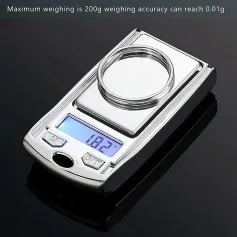 1PCS 0.01g Accuracy Mini Electronic Digital Pocket Scale 100g 200g Key Style Portable Precision Weighing LCD Backlit Display For Jewelry Gold Sterling Jewelry Herb Food