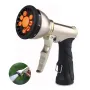 9-Pattern Adjustable Hose Sprinkle Nozzle Multifunctional Irrigation Sprayer Zinc Alloy Ergonomic Handle High Pressure for Cleaning Garden Lawn Car Wash Pet Shower