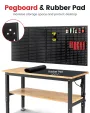 ENJOYWOOD WB0102-Plus 60 Inch Workbench with Pegboard & Rubber Pad / Adjustable Height / 2000 LBS Load Capacity / Power Outlet for Woodworking Garage Workshop Office Shop