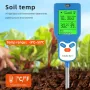6 in 1 Soil Meter PH Tester LCD Display Light Fertility Temperature Moisture Humidity Analyzer Gardening Tool Battery Powered Eco-Friendly