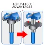 5pcs Woodworking Hole Opener Set Blue Carbide Adjustable Opener Drilling Wood Hinge Drill Bits Detachable Strong Back Plate 15-35mm