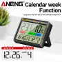 ANENG AP01 Igrometro Orologio Calendario Modalità Snooze Display LCD Intervallo di Temperatura -10~50°C Intervallo di Umidità 10~99% Promemoria Orario Funzionamento a Batteria per Casa Ufficio