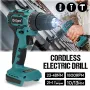 Drillpro 23-48N.M 10mm/13mm 1800rpm 21+1 Moment Sladdlös Borstlös Elborrmaskin Passar Mak