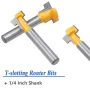 5PCS 1/4 Inch Shank Keyhole Router Bits Set T Track T-Slot Bolts Router Bit Set for 5/16\ 3/8\ 1/2\ 7/16\ 5/8\ Hex Bolts